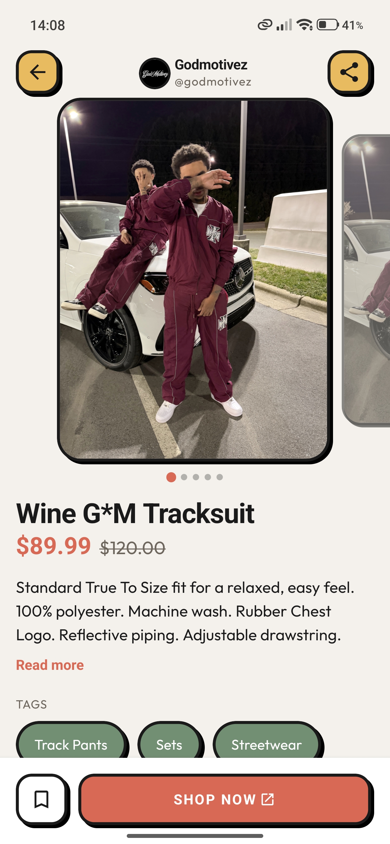 UNFOUND product page — rich product detail with image slideshow, hype and one-tap shopping